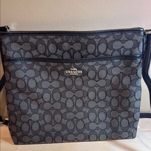 Coach Signature Black and Gray Crossbody Bag